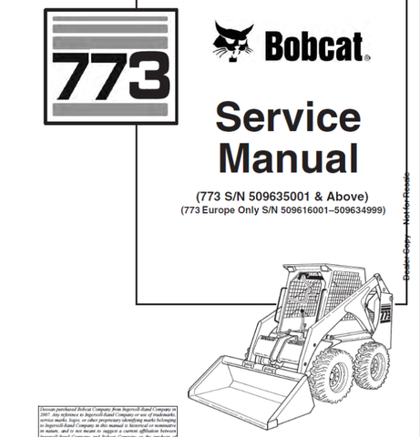 Unlock the full potential of your BOBCAT 773 Loader with the comprehensive Service Manual (Part Number: 6900092). This PDF file is an essential resource for both seasoned professionals and DIY enthusiasts, providing detailed insights into maintenance, troubleshooting, and repair procedures tailored specifically for your loader model.
