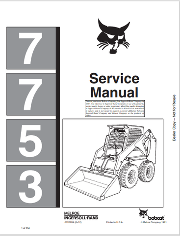Discover the comprehensive BOBCAT 7753 Service Manual (6720899) in PDF format. Access detailed maintenance and repair information for optimal performance.