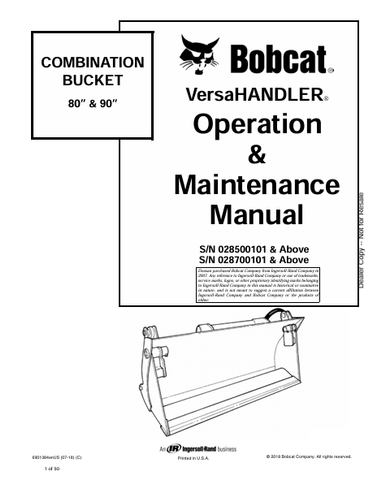 Discover the comprehensive operation and maintenance manual for BOBCAT 80” & 90” combination buckets. Download the PDF file for essential guidance.