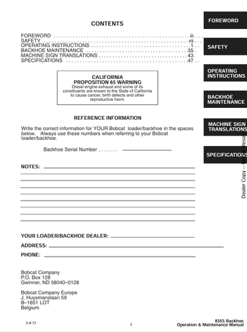 BOBCAT 835S (6720861) OPERATION AND MAINTENANCE MANUAL PDF FILE