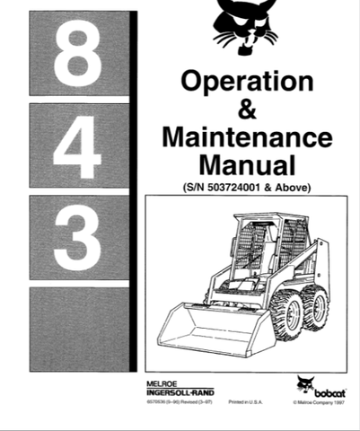 Discover the essential BOBCAT 843 Operation & Maintenance Manual, now available in a convenient PDF format. This comprehensive guide is designed to help you maximize the performance and longevity of your BOBCAT 843, ensuring that you have all the information you need at your fingertips.
