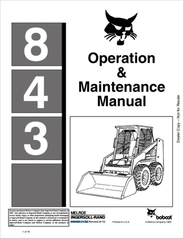 Discover the comprehensive BOBCAT 843 Operation & Maintenance Manual (6566408) in PDF format. Ensure optimal performance and maintenance of your equipment.