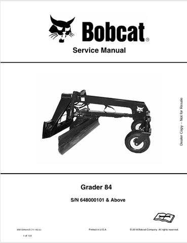 Discover the comprehensive BOBCAT 84 Grader Service Manual (6901594) in PDF format. Access essential maintenance and repair information for optimal performance.