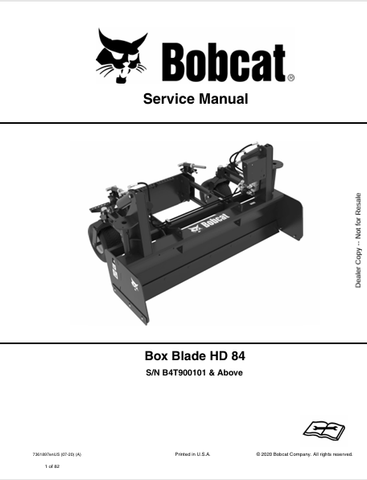 Discover the comprehensive BOBCAT 84 HD Box Blade Service Manual (7361897) in PDF format. Access essential maintenance and repair information today.