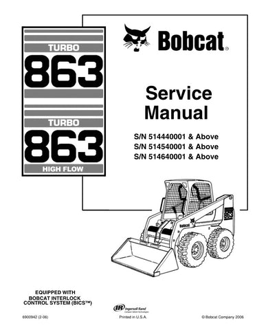 Unlock the full potential of your BOBCAT 863 and 863H Turbo with our comprehensive service manual (part number 6900942). This PDF file is an essential resource for maintenance and repair, featuring detailed diagrams, troubleshooting tips, and step-by-step instructions tailored for models 514440001, 514540001, 514640001, and beyond. Ensure your equipment runs smoothly and efficiently, saving you time and money on costly repairs. Invest in your machinery's longevity and performance today!