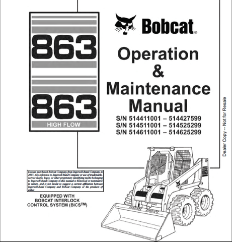Enhance your operational efficiency with the BOBCAT 863 & 863 High Flow Loader Operation & Maintenance Manual (Part No. 6900373). This comprehensive PDF file is designed to provide you with essential insights and guidelines for the effective use and upkeep of your loader, ensuring optimal performance in every task.