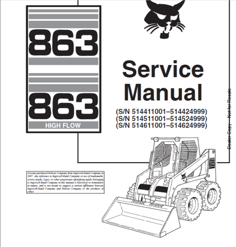 Enhance your Bobcat 863 and 863 High Flow Loader experience with the comprehensive Service Manual (Part Number: 6724799). This PDF file is an essential resource for operators and technicians alike, providing detailed insights into maintenance, troubleshooting, and repair procedures tailored specifically for your loader model.