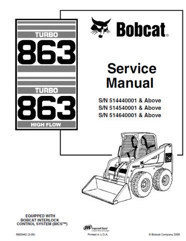 BOBCAT 863, 863 HIGH FLOW SERVICE MANUAL 6900942 - PDF FILE