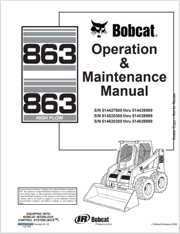 Discover the comprehensive BOBCAT 863 Operation & Maintenance Manual (6900790) in PDF format. Ensure optimal performance and maintenance of your equipment.