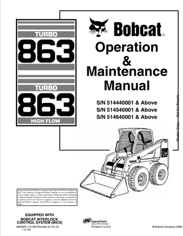 Discover the comprehensive BOBCAT 863 Operation & Maintenance Manual (6900937) in PDF format. Ensure optimal performance and longevity of your equipment.