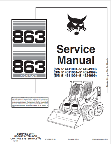  Access the BOBCAT 863 Service Manual (6724799) in PDF format. Get detailed maintenance and repair information to keep your equipment running smoothly.