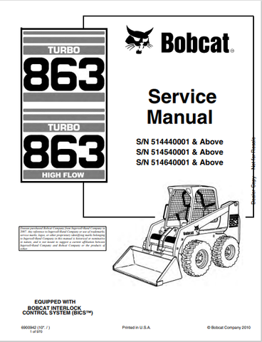  Discover the comprehensive BOBCAT 863 Service Manual (6900942) in PDF format. Access detailed maintenance and repair information for optimal performance.