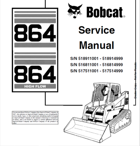 Enhance your maintenance routine with the BOBCAT 864 & 864 High Flow Loader Service Manual (6900945) in PDF format. This comprehensive guide is designed to provide you with detailed insights and step-by-step instructions for servicing your loader, ensuring optimal performance and longevity.