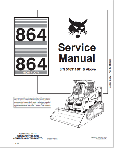Access the BOBCAT 864 Service Manual (6900627) in PDF format. Get detailed maintenance and repair information to keep your equipment running smoothly.