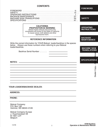 BOBCAT 8709 (6902595) OPERATION AND MAINTENANCE MANUAL PDF FILE