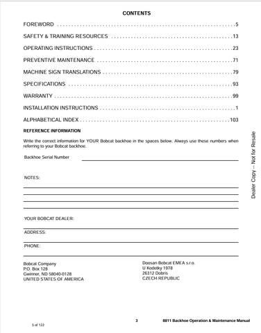 BOBCAT 8811 (6901767) OPERATION AND MAINTENANCE MANUAL PDF FILE