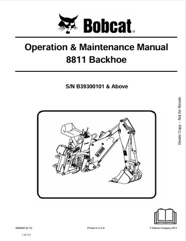 Discover the comprehensive BOBCAT 68811 Backhoe Operation & Maintenance Manual (6990894) in PDF format. Essential for safe and efficient equipment use.