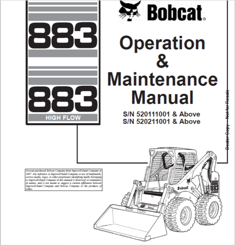 Enhance your operational efficiency with the BOBCAT 883 & 883 High Flow Loader Operation & Maintenance Manual (Part No. 6901274). This comprehensive PDF file is designed to provide you with essential information for the effective use and upkeep of your loader, ensuring optimal performance and longevity.
