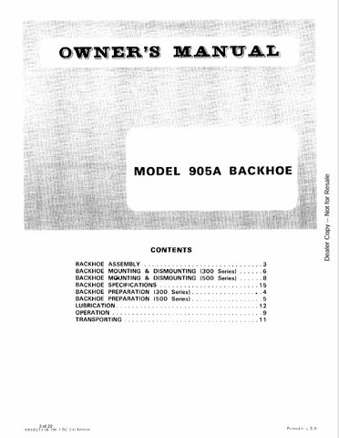 BOBCAT 905A (6556212) OPERATION AND MAINTENANCE MANUAL PDF FILE
