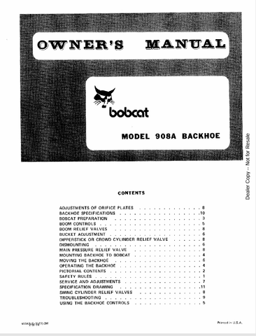 BOBCAT 908A (6556218) OPERATION AND MAINTENANCE MANUAL PDF FILE