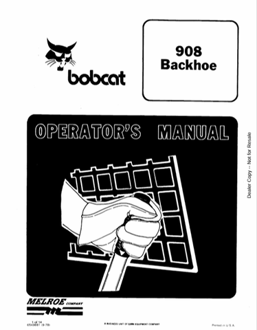 Discover the comprehensive BOBCAT 908 Backhoe Operator's Manual (6549881) in PDF format. Access essential guidelines for safe and efficient operation today.