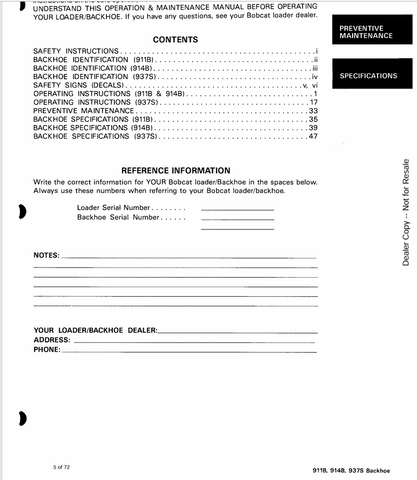 BOBCAT 911B, 914B (6720413) OPERATION AND MAINTENANCE MANUAL PDF FILE