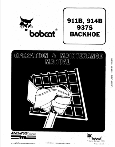  Discover the comprehensive operation and maintenance manual for BOBCAT 911B, 914B, and 937S backhoes. Download the PDF file for essential guidance.