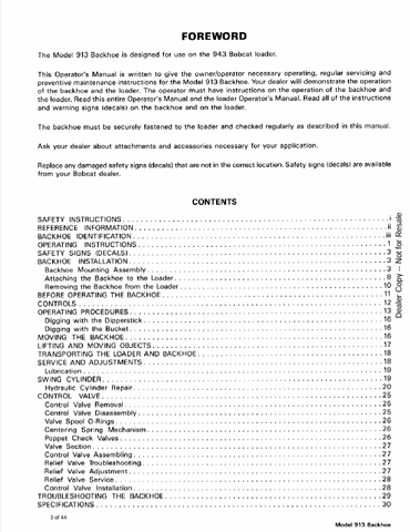 BOBCAT 913 BACKHOE (6566996) OPERATION AND MAINTENANCE MANUAL PDF FILE