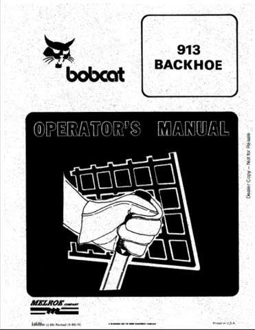 Unlock the full potential of your BOBCAT 913 Backhoe with our comprehensive Operator Manual in PDF format. This essential guide provides detailed instructions and insights to help you operate your equipment safely and efficiently, ensuring optimal performance on every job site.