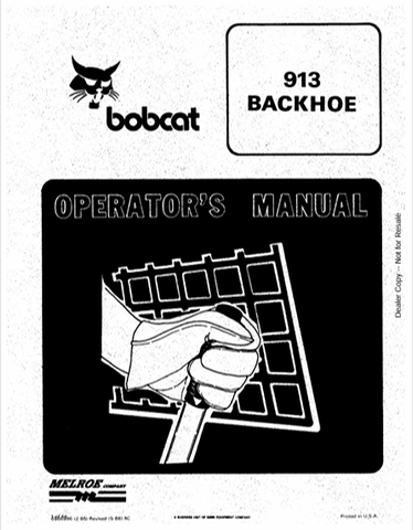 Discover the comprehensive BOBCAT 913 Backhoe Operator's Manual (6566996) in PDF format. Access essential guidelines for safe and efficient operation today.