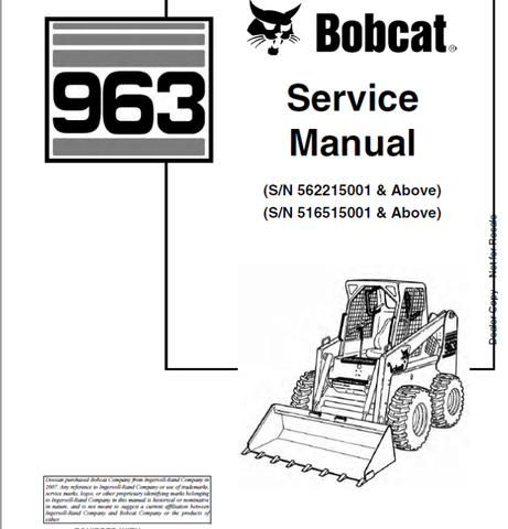Discover the essential BOBCAT 963 Loader Service Manual (Part Number: 6900988) in a convenient PDF format. This comprehensive guide is designed to provide you with all the necessary information to maintain and repair your loader efficiently. With detailed diagrams, troubleshooting tips, and step-by-step instructions, you can ensure your equipment operates at peak performance.