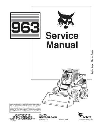 Enhance your maintenance capabilities with the BOBCAT 963 Skid Steer Loader Service Manual (6724545). This comprehensive PDF file provides detailed instructions, diagrams, and troubleshooting tips to keep your equipment running smoothly. Designed for both professionals and DIY enthusiasts, this manual ensures you have the knowledge to perform repairs and maintenance efficiently, ultimately saving you time and money. Invest in your equipment's longevity and performance with this essential resource.