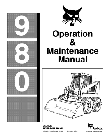 Enhance your operational efficiency with the BOBCAT 980 Operation & Maintenance Manual, available in a convenient PDF format. This comprehensive guide is designed to provide you with essential information on the proper use and upkeep of your BOBCAT 980, ensuring optimal performance and longevity of your equipment.