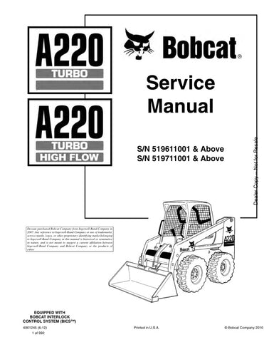 Unlock the full potential of your BOBCAT A220 Turbo with the comprehensive Service Manual (Part Numbers: 519611001, 519711001 & UP). This PDF file is an essential resource for maintenance and repair, providing detailed instructions, diagrams, and troubleshooting tips to keep your equipment running smoothly. Whether you're a seasoned technician or a DIY enthusiast, this manual ensures you have the knowledge and guidance needed to perform efficient service and repairs, ultimately saving you time and money. Do