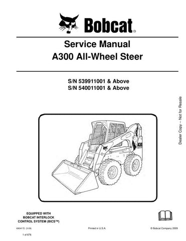 Unlock the full potential of your BOBCAT A300 with the comprehensive Wheel Steer Service Manual (6904172). This PDF file is an essential resource for maintenance and repair, providing detailed instructions and diagrams specifically for models 539911001, 540011001, and up. Ensure your equipment runs smoothly and efficiently with expert guidance at your fingertips, making troubleshooting and servicing a breeze. Invest in this manual today to keep your BOBCAT in peak condition and maximize its performance on