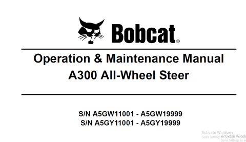 Unlock the full potential of your BOBCAT A300 with our comprehensive All-Wheel Steer Operation & Maintenance Manual. This PDF file is designed to provide you with essential insights and detailed instructions, ensuring your equipment operates at peak performance.