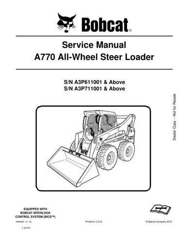 Unlock the full potential of your BOBCAT A770 Wheel Steer Loader with the comprehensive Service Manual (Part Number: 6989480). This PDF file is an essential resource for both seasoned professionals and DIY enthusiasts, providing detailed instructions, diagrams, and troubleshooting tips to keep your equipment running smoothly. With easy navigation and clear information, you can efficiently perform maintenance and repairs, ensuring optimal performance and longevity of your loader. Invest in this indispensable