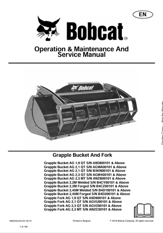 Discover comprehensive operation and maintenance manuals for BOBCAT AG models and grapple buckets. Download the PDF for expert guidance and service tips.