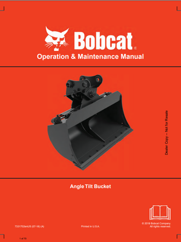 Discover the comprehensive BOBCAT Angle Tilt Bucket Operation & Maintenance Manual (7331702) in PDF format. Essential for optimal performance and care.