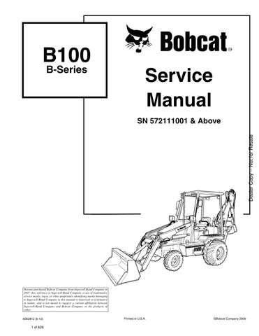 Unlock the full potential of your BOBCAT B100 with the comprehensive Service Manual (6902812) designed for models 572111001 and up. This PDF file is an essential resource for maintenance and repair, providing detailed diagrams, troubleshooting tips, and step-by-step instructions to keep your equipment running smoothly. Whether you're a seasoned technician or a DIY enthusiast, this manual ensures you have the knowledge and tools needed to tackle any service task with confidence. Don't miss out on the opportu
