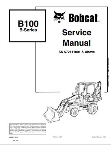 Access the comprehensive BOBCAT B100 B-Series Service Manual (6902812) in PDF format. Get detailed insights and maintenance tips for optimal performance.