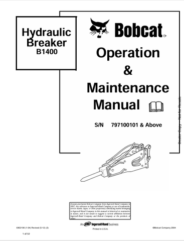  Discover the comprehensive operation and maintenance manual for the BOBCAT B1400 Hydraulic Breaker (6902190). Download the PDF for essential insights.