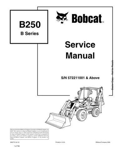 Unlock the full potential of your BOBCAT B250 Backhoe Loader with the comprehensive Service Manual (Part No. 6902715). This PDF file, designed for models 572211001 and up, provides detailed insights into maintenance, troubleshooting, and repair procedures, ensuring your equipment operates at peak performance. With easy navigation and clear illustrations, this manual is an essential resource for both professionals and DIY enthusiasts, helping you save time and money on repairs. Don't miss out on the opportun