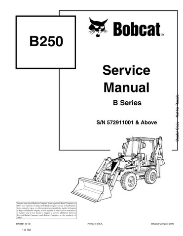 Unlock the full potential of your BOBCAT B250 Backhoe Loader with the comprehensive Service Manual (Part No. 6903864). This PDF file, designed for models 572911001 and up, provides detailed insights into maintenance, troubleshooting, and repair procedures, ensuring your equipment operates at peak performance. With easy navigation and clear illustrations, this manual is an essential resource for both seasoned professionals and DIY enthusiasts, helping you save time and money on repairs while extending the li