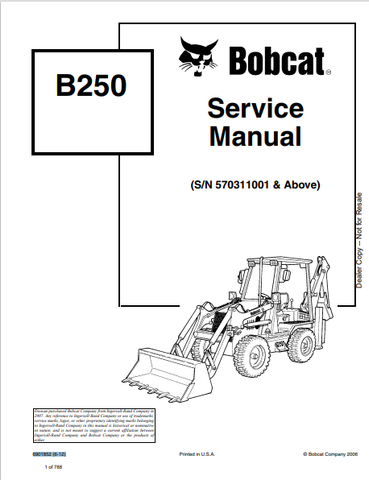 Discover the comprehensive BOBCAT B250 Service Manual (6901852) in PDF format. Access essential maintenance and repair information for optimal performance.