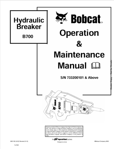 Discover the comprehensive operation and maintenance manual for the BOBCAT B700 Hydraulic Breaker (6901102). Download the PDF for essential insights and guidelines.