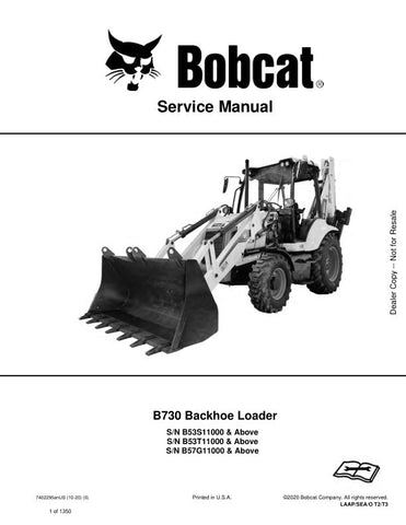 Unlock the full potential of your BOBCAT B730, B53S11000, B53T11000, and B57G11000 with the comprehensive Service Manual (7402295). This PDF file, dated 10-20, provides detailed insights and step-by-step instructions to ensure your equipment runs smoothly and efficiently. With easy navigation and clear diagrams, this manual is an essential resource for maintenance and troubleshooting, empowering you to tackle repairs with confidence and keep your machinery in peak condition. Don't miss out on the opportunit