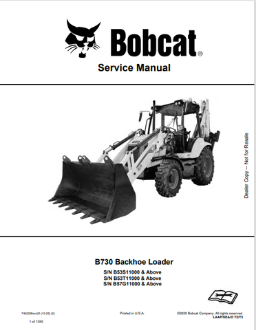 Discover the comprehensive service manual for the BOBCAT B730 Backhoe Loader (7402295). Download the PDF for expert maintenance and repair guidance.