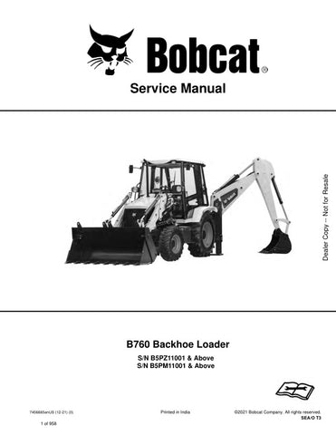 Unlock the full potential of your BOBCAT B760 with the comprehensive Service Manual (7456665) designed for models B5PZ11001, B5PM11001, and up. This PDF file is an essential resource for maintenance and repair, providing detailed diagrams, troubleshooting tips, and step-by-step instructions to keep your equipment running smoothly. Ensure optimal performance and longevity of your machine with this invaluable guide at your fingertips.