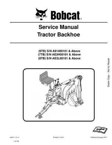  Unlock the full potential of your BOBCAT BACKHOE with the comprehensive Service Manual (6986711) for models 6TB, 7TB, and 8TB. This PDF file, covering the years 2010-2011, provides detailed insights into maintenance, troubleshooting, and repair procedures, ensuring your equipment operates at peak performance. With easy navigation and clear illustrations, this manual is an essential resource for both professionals and DIY enthusiasts looking to enhance their backhoe's longevity and efficiency. Don't miss ou
